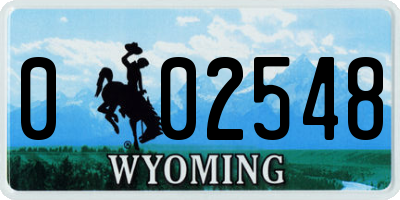 WY license plate 002548