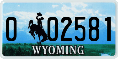 WY license plate 002581