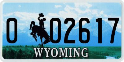 WY license plate 002617
