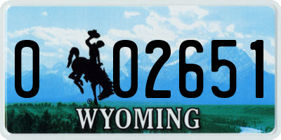 WY license plate 002651
