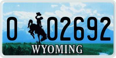 WY license plate 002692