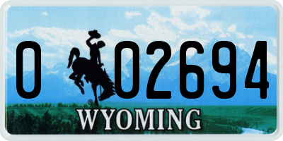 WY license plate 002694