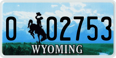 WY license plate 002753
