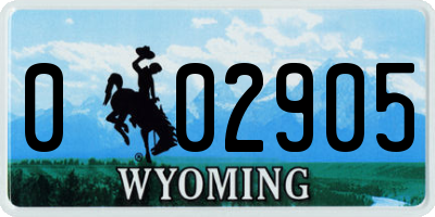 WY license plate 002905
