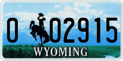 WY license plate 002915