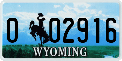 WY license plate 002916