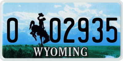 WY license plate 002935