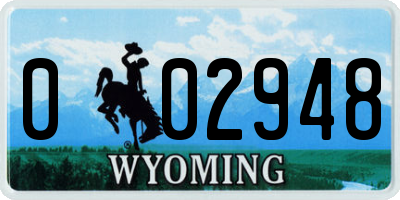 WY license plate 002948