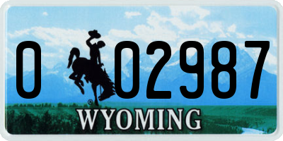 WY license plate 002987