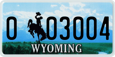 WY license plate 003004