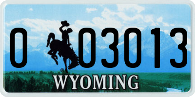 WY license plate 003013