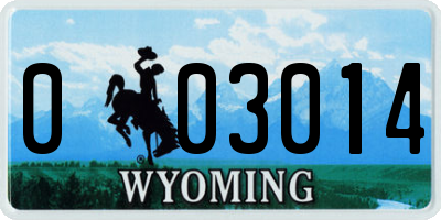 WY license plate 003014