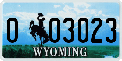 WY license plate 003023