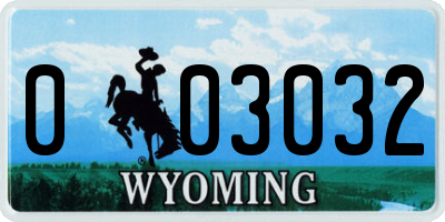 WY license plate 003032