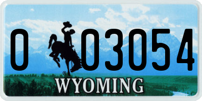 WY license plate 003054