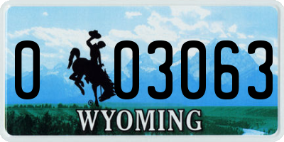 WY license plate 003063