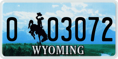 WY license plate 003072