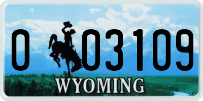 WY license plate 003109