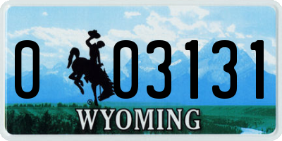 WY license plate 003131
