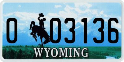 WY license plate 003136