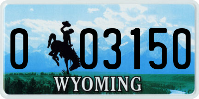 WY license plate 003150