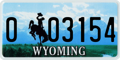 WY license plate 003154