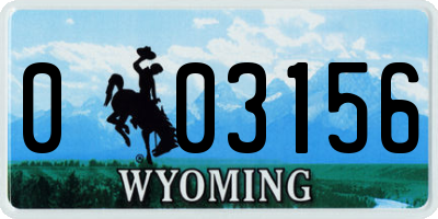 WY license plate 003156