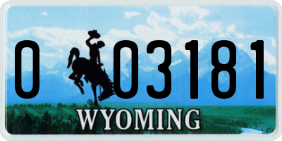 WY license plate 003181