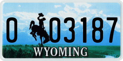 WY license plate 003187
