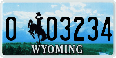 WY license plate 003234
