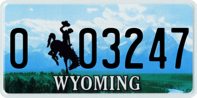 WY license plate 003247