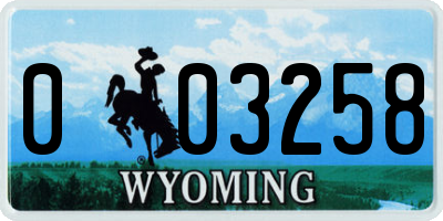 WY license plate 003258