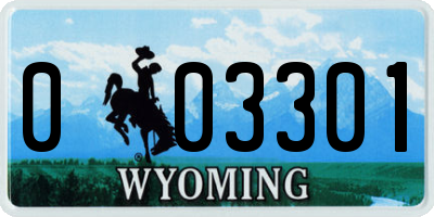 WY license plate 003301