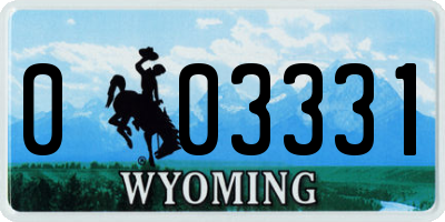 WY license plate 003331