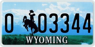 WY license plate 003344