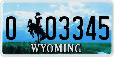 WY license plate 003345