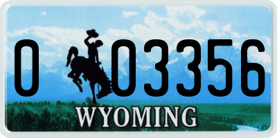WY license plate 003356