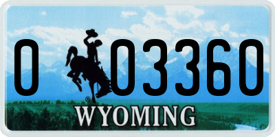 WY license plate 003360