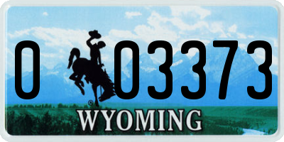 WY license plate 003373