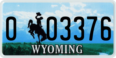 WY license plate 003376