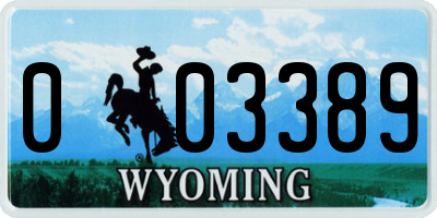 WY license plate 003389