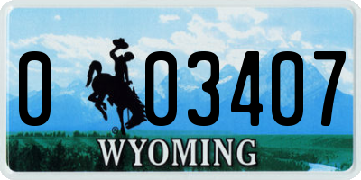 WY license plate 003407