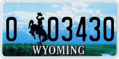 WY license plate 003430