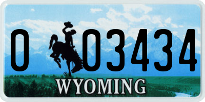 WY license plate 003434