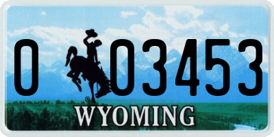 WY license plate 003453