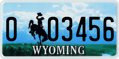 WY license plate 003456