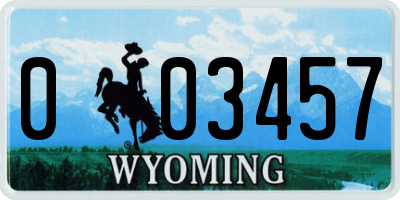 WY license plate 003457