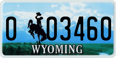 WY license plate 003460