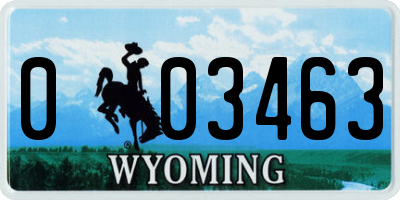 WY license plate 003463
