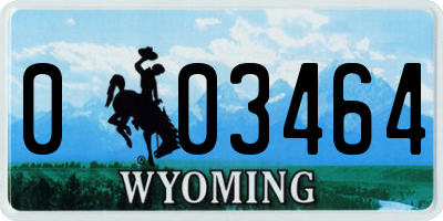 WY license plate 003464